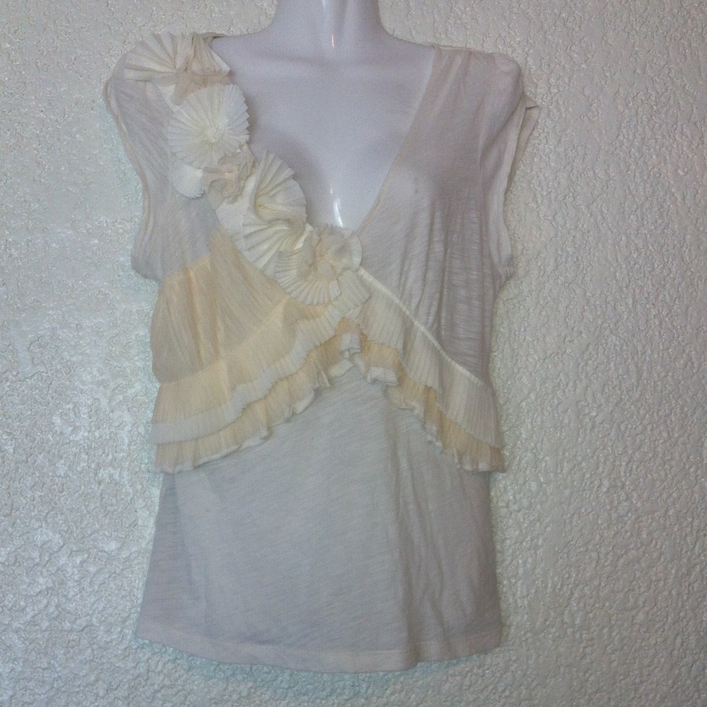 🥰🥰{Anthro} "Deletta" Ruffled Flowers Top, NWOT!